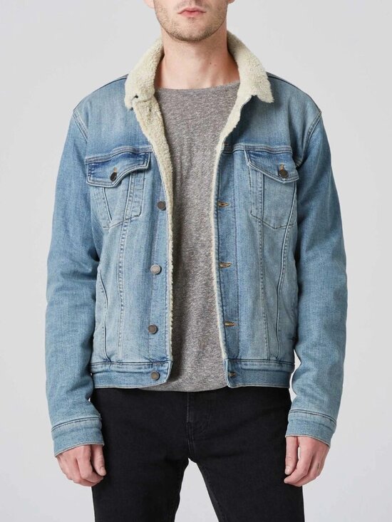 Brand New DSTLD Sherpa Denim Jacket Size M Denim Blue - Picture 1 of 2